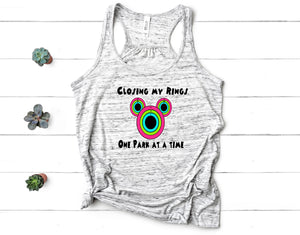 Closing My Rings One Park at a Time Disney Flowy Racerback Tank Top