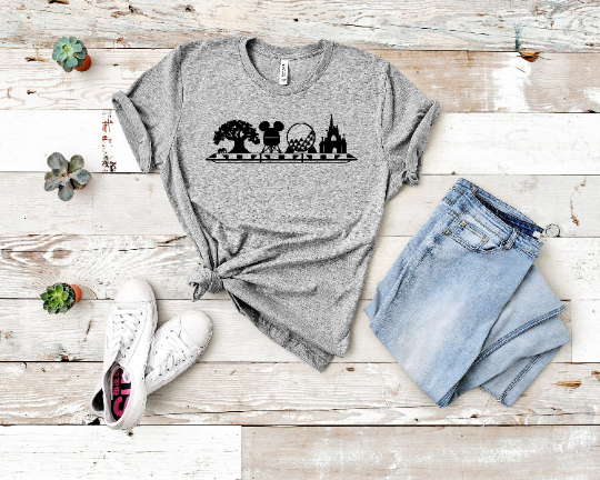 Four Disney World Parks with Monorail Unisex Shirt