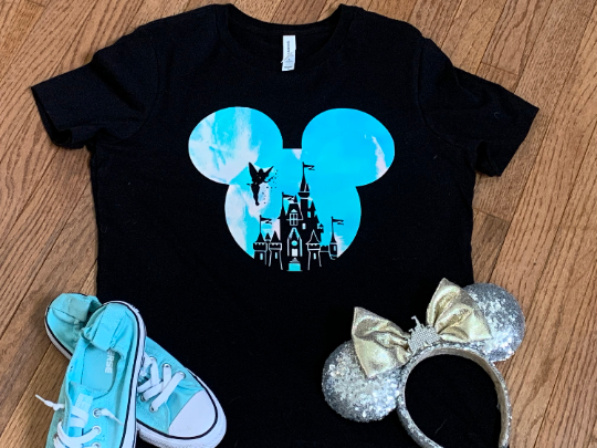 Mickey Ears with Castle Cutout in Color changing & Glow in the Dark Unisex Adult/Youth and Toddler T-shirt