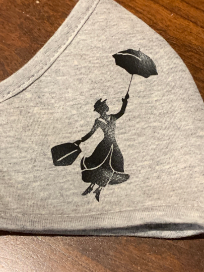 Mary Poppins flying with umbrella Mask