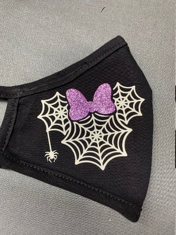 Glow in the Dark Minnie Mouse Spiderweb w/ Glitter Bow Mask