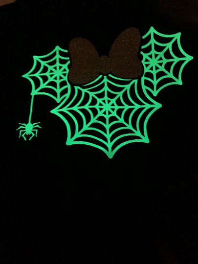 Glow in the Dark Minnie Mouse Spiderweb w/ Glitter Bow Mask