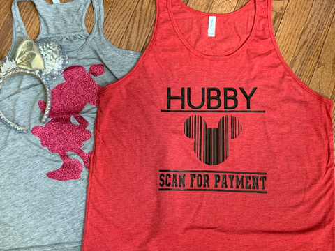 Disney Husband, Hubby or Dad Scan for Payment Mickey Men's Tank or Muscle Shirt
