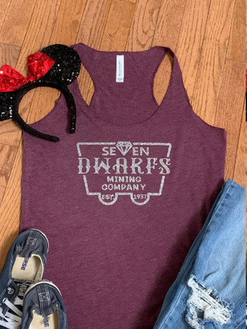 Seven Dwarf Mining Co. Glitter Image youth Flowy Racerback Tank Top