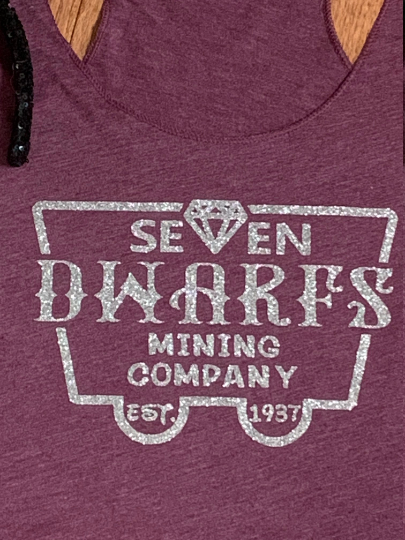 Seven Dwarf Mining Co. Glitter Image Racerback or flowy Racerback Tank Top