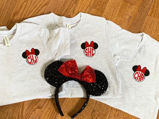 Monogrammed 'Designer Pattern Minnie/Mickey Mouse' T-Shirt