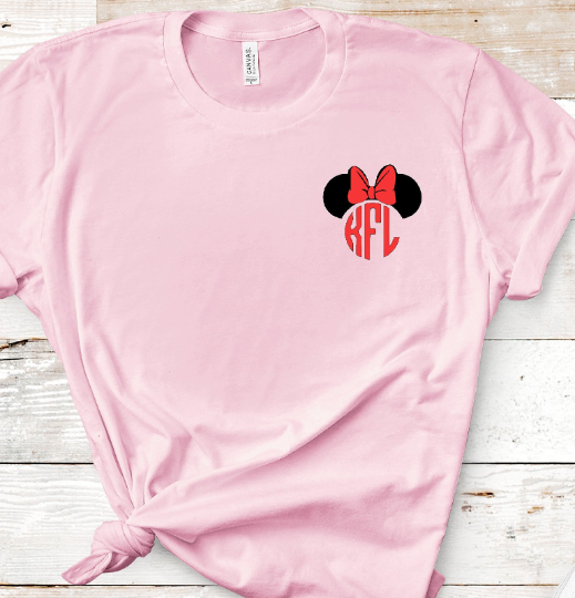 Minnie or Mickey Ears Monogram Youth and Toddler Size Unisex T Shirt