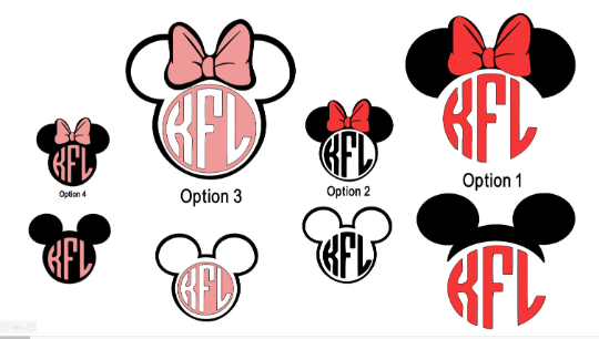 Minnie or Mickey Ears Monogram Youth and Toddler Size Unisex T Shirt