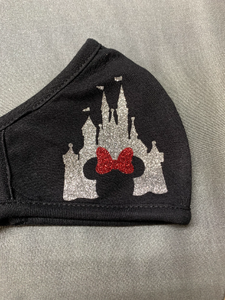 Glitter Cinderella Castle cutout Minnie Head Face Mask