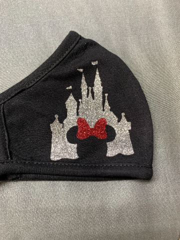 Glitter Cinderella Castle cutout Minnie Head Face Mask