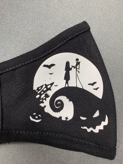 Glow in the Dark Jack and Sally Face mask