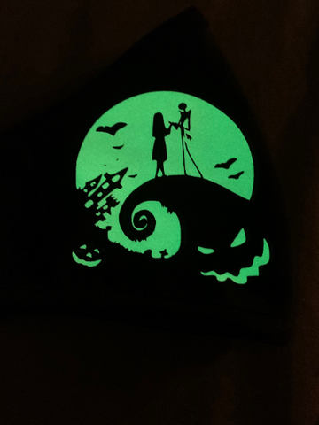 Glow in the Dark Jack and Sally Face mask