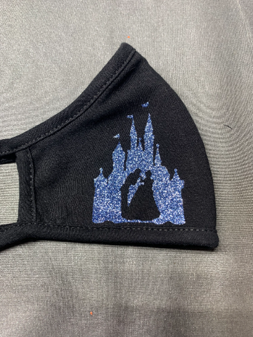 Glitter Cinderella Castle with cutout Cinderella and Prince Charming Mask