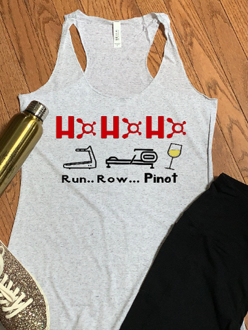 Ho Ho Ho Run, row, Pinot... Red or White wine Glass Tri-blend Racerback Tank