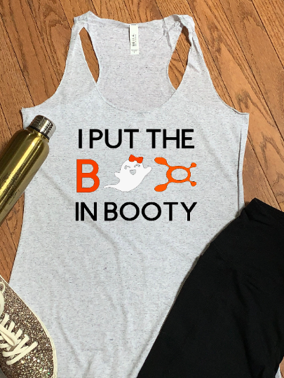 I Put the Boo in Booty OTf Halloween Tank with Glow in the Dark Ghost