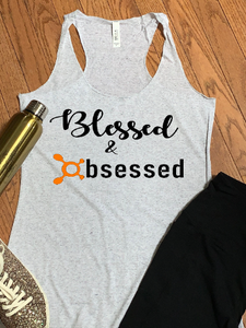 Blessed and Obsessed with Orangetheory Tri-blend Racerback Tank