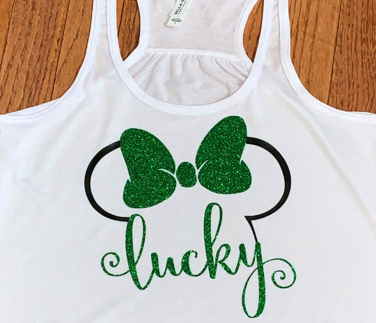 Minnie Ears Lucky Glitter Flowy  Racerback Tank Top