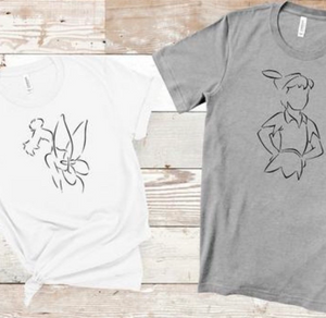 Sketched TinkerBell Unisex Matching Couples Shirts