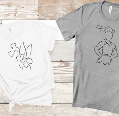 Sketched TinkerBell Unisex Matching Couples Shirts