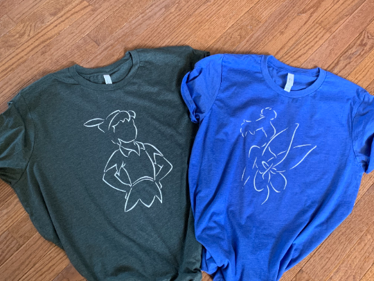 Sketched Peter Pan Unisex Matching Couples Shirts