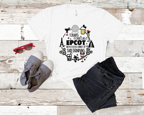 Today's Forecast~ Epcot with 100% Chance of Day Drinking Unisex T-shirt