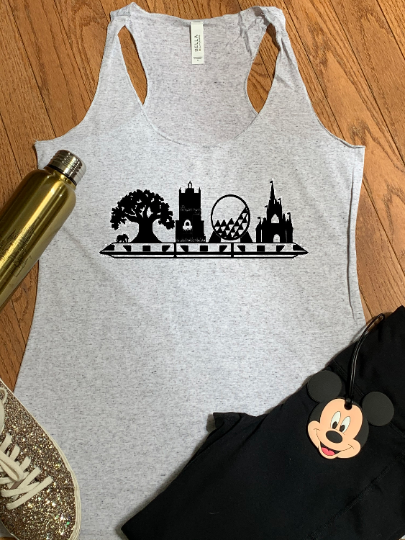 Four Disney Parks with Monorail Youth Flowy Racerback Tank,