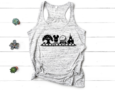 Four Disney Parks with Monorail Youth Flowy Racerback Tank,