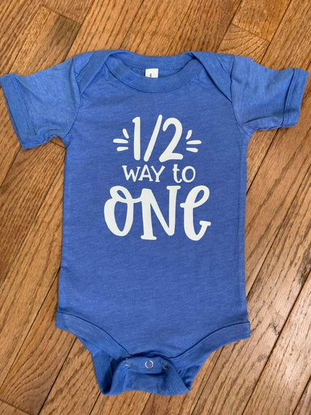 1/2 Way to One Bodysuit/6 Month Birthday/Bell Canvas Onsie/Cute Birthday outfit/Half Way to One/6 month birthday gift/Baby Onsie/Birthday Onsie
