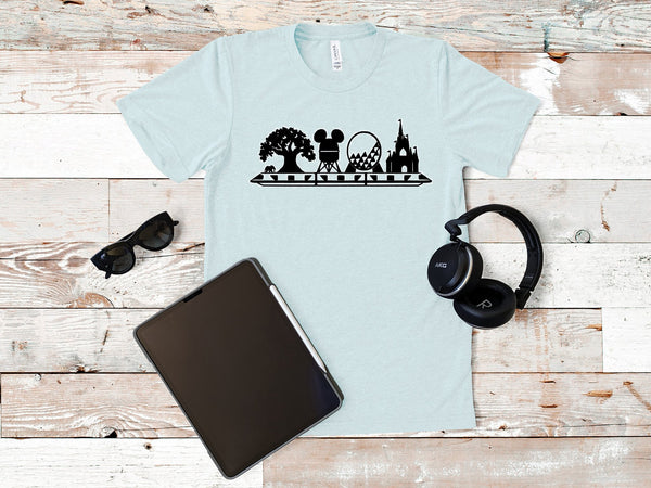 Four Disney World Parks with Monorail Unisex Shirt