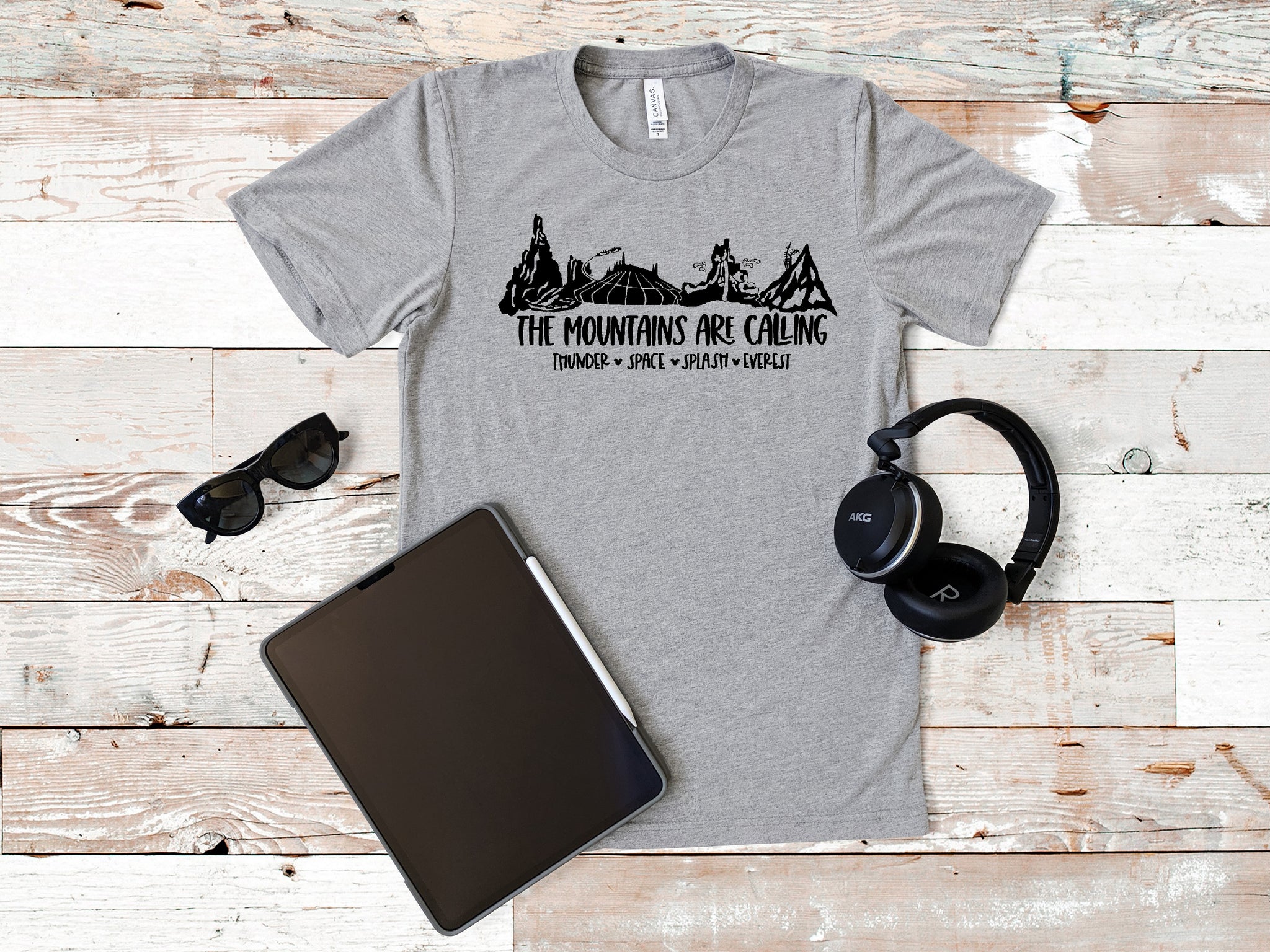 The Mountains are Calling Shirt~ Space, Splash, Big thunder and Everest Mens/Unisex T Shirt