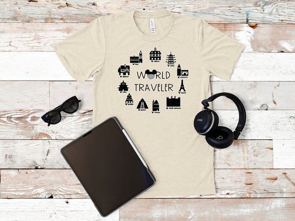 World Traveler Epcot Countries Pavilion Unisex or Women's Relaxed Fit Shirt